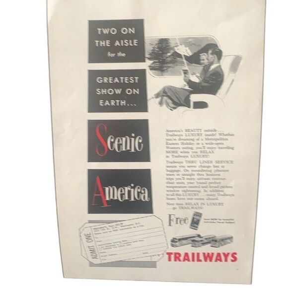 Vintage 1959 Trailways Scenic America Ad Advertisement - Picture 3 of 4